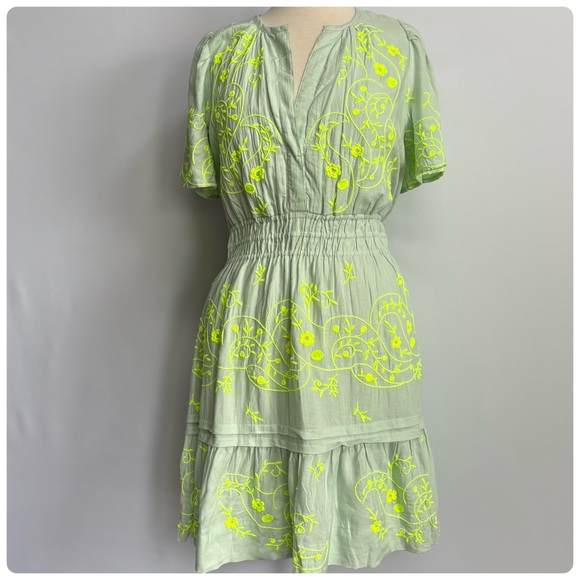 NWT Anthropologie The Somerset Embroidered Mini Dress: Linen Edition XL - Picture 8 of 13